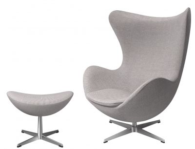 Egg Chair avec tabouret Re-wool Tissu textile Fritz Hansen